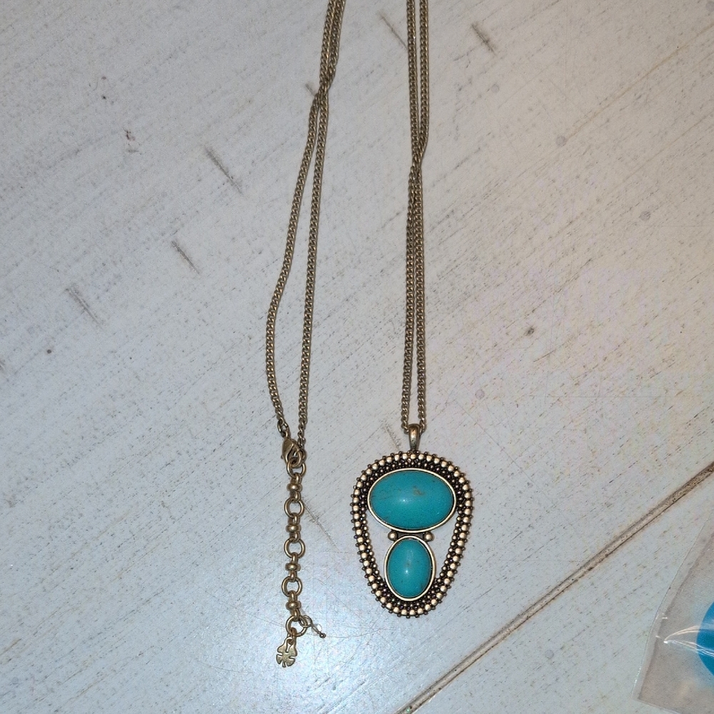 Lucky Brand Turquoise and Gold Toned Necklace